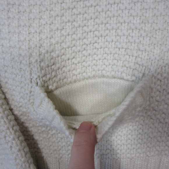 Talbots Cardigan L Ivory Lambswool Angora Soft Textured Knit Mock Neck‎ Preppy - Picture 8 of 10